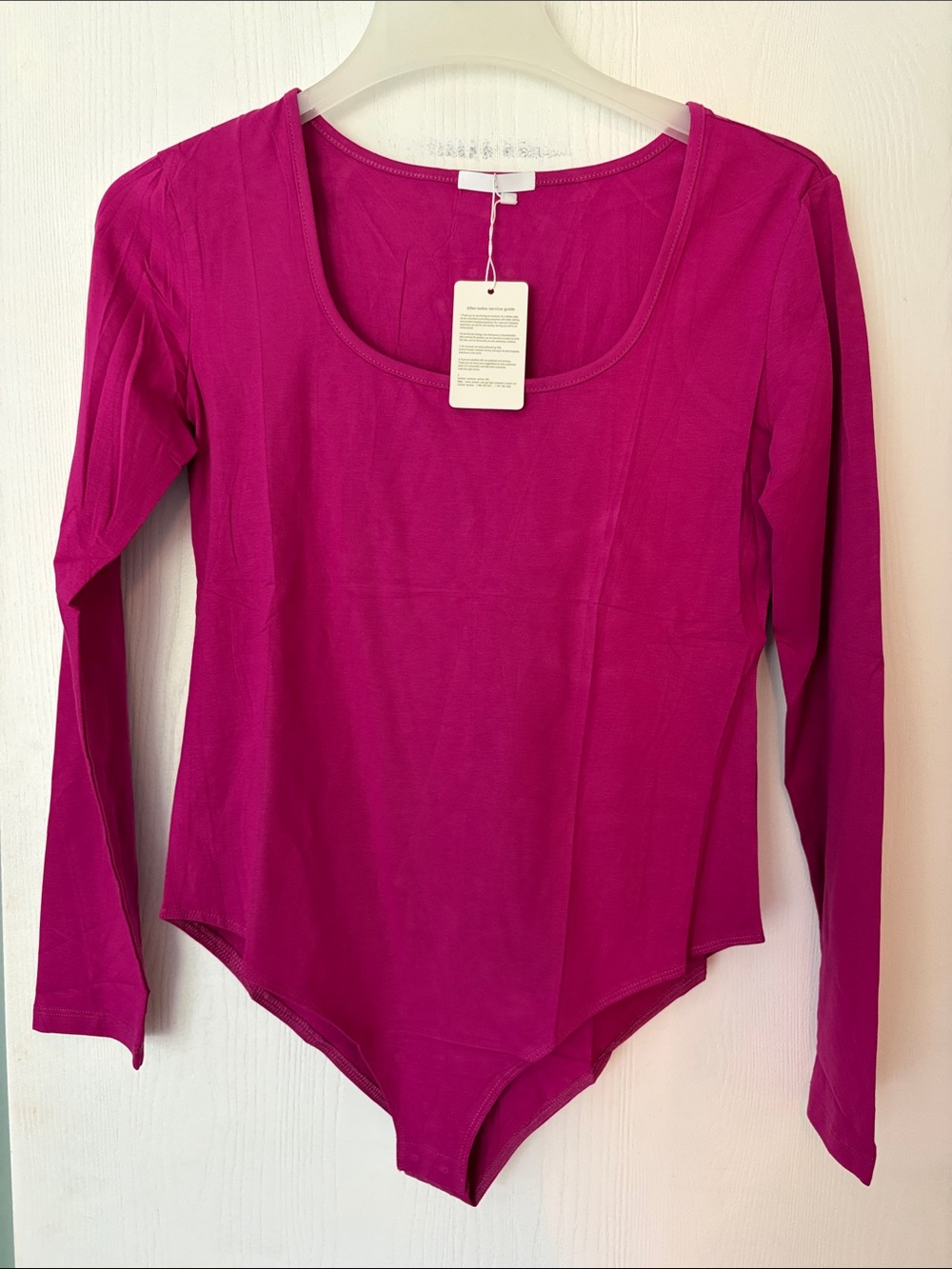 Women’s Long-Sleeve Scoop Neck Bodysuit - Fuchsia